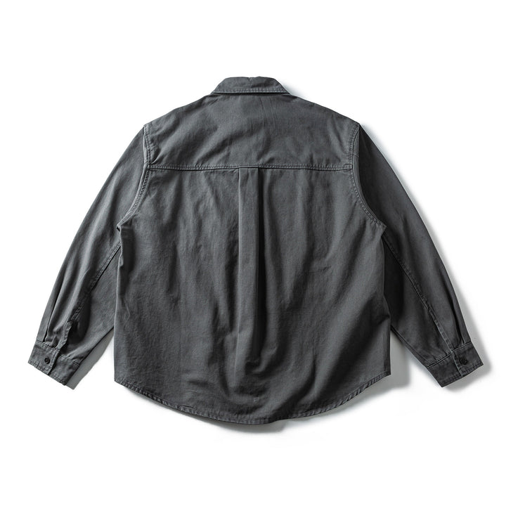 Herren Oversized Baumwoll-Overshirt mit Stickerei und Brusttasche Drune