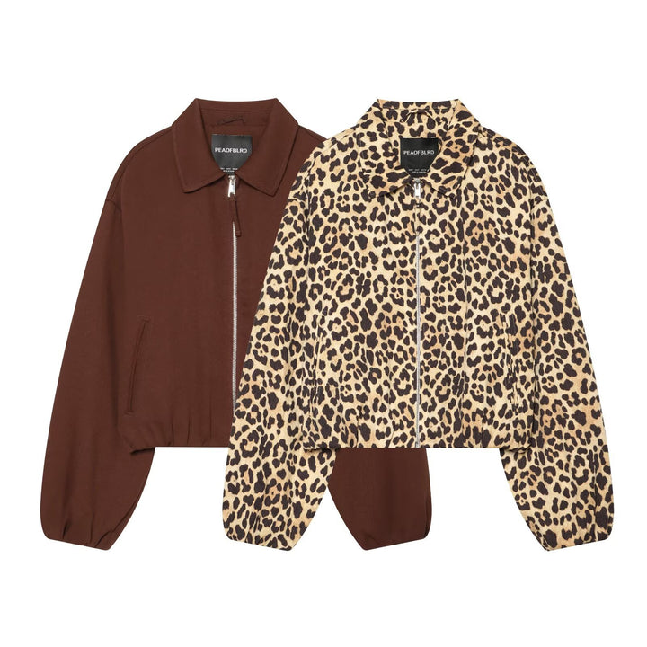 Damen Kurze Boxy-Blousonjacke aus Baumwollmix mit Front-Reißverschluss Drune