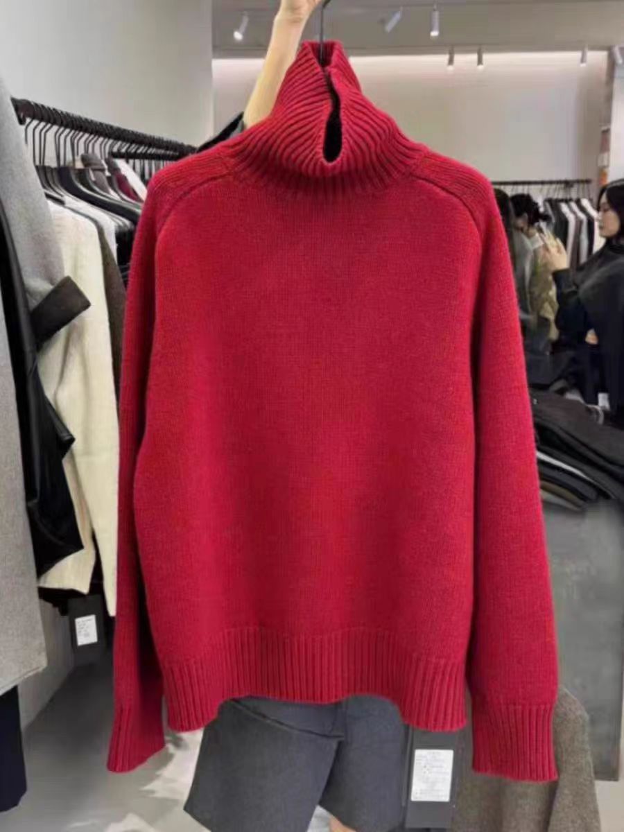 Damen Rollkragenpullover aus feinem Wollmix mit geradem Schnitt und breitem Rippkragen Drune
