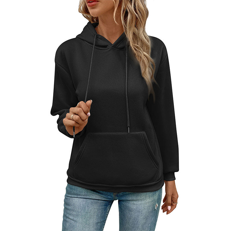 Damen Klassischer Kapuzenpullover mit Kängurutasche und schmaler Bündchenpassform Drune