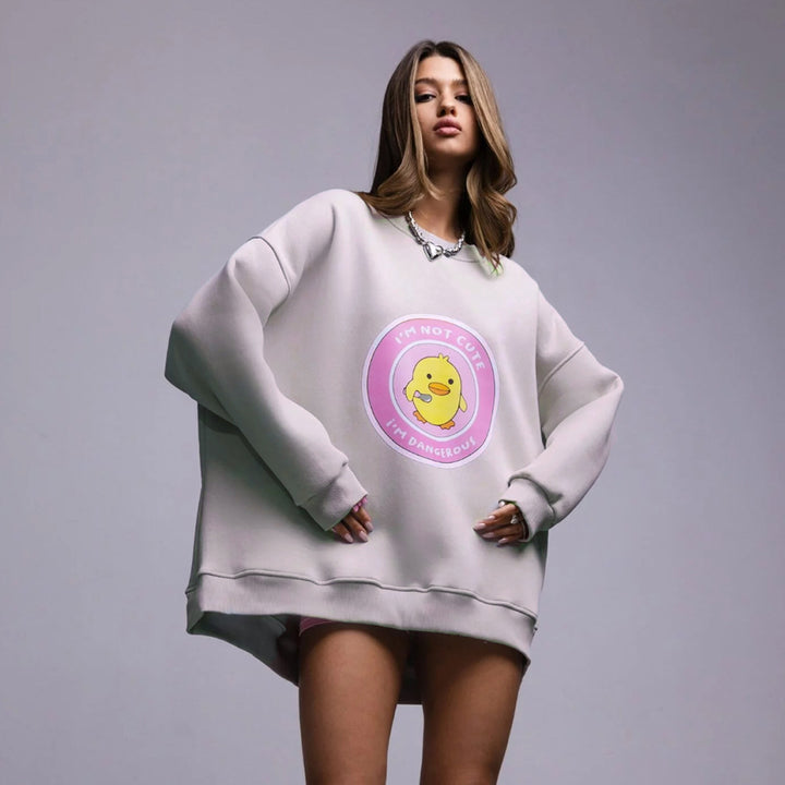 Damen lässiger Sweatshirt mit kontrastivem Druck Drune