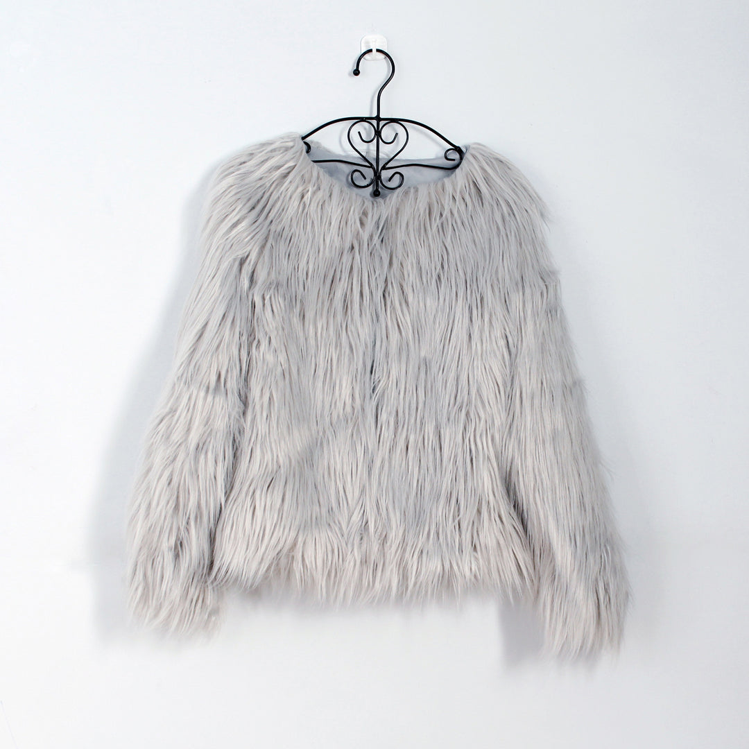 Damen Flauschige Kunstpelzjacke mit lässigem Schnitt Drune