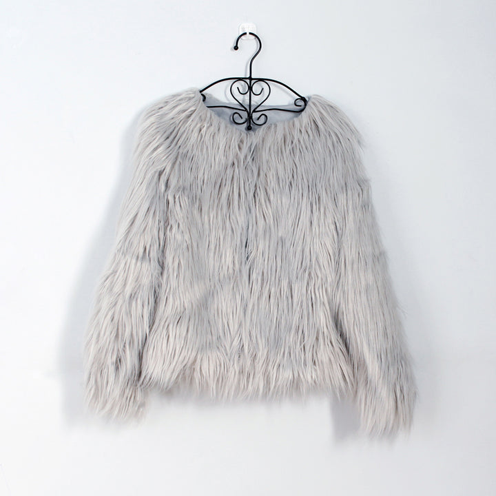 Damen Flauschige Kunstpelzjacke mit lässigem Schnitt Drune