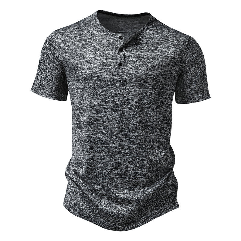 Herren Kurzarm-Henley-T-Shirt mit hochwertiger Baumwolle Drune