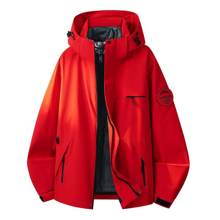 Herren Wetterfeste dreilagige Hardshelljacke mit verstellbarer Kapuze, verschweißten Nähten & Multifunktionstaschen Drune