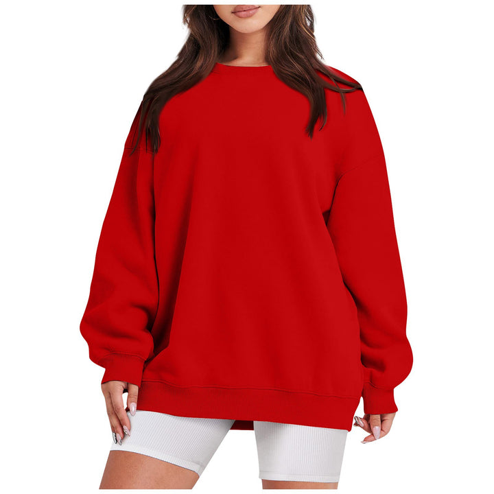 Damen nan Longline-College-Sweatshirt mit geripptem Saum, Raglanärmeln und angerauter Innenseite Drune