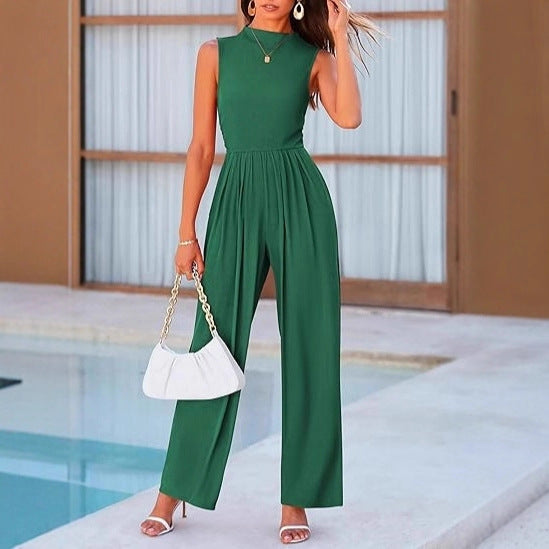 Damen eleganter Jumpsuit mit weitem Bein und taillierter Silhouette Drune