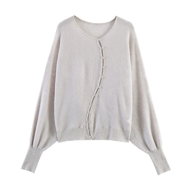 Damen Oversized-Feinstrick-Cardigan mit asymmetrischer Knopfleiste und Fledermausärmeln Drune