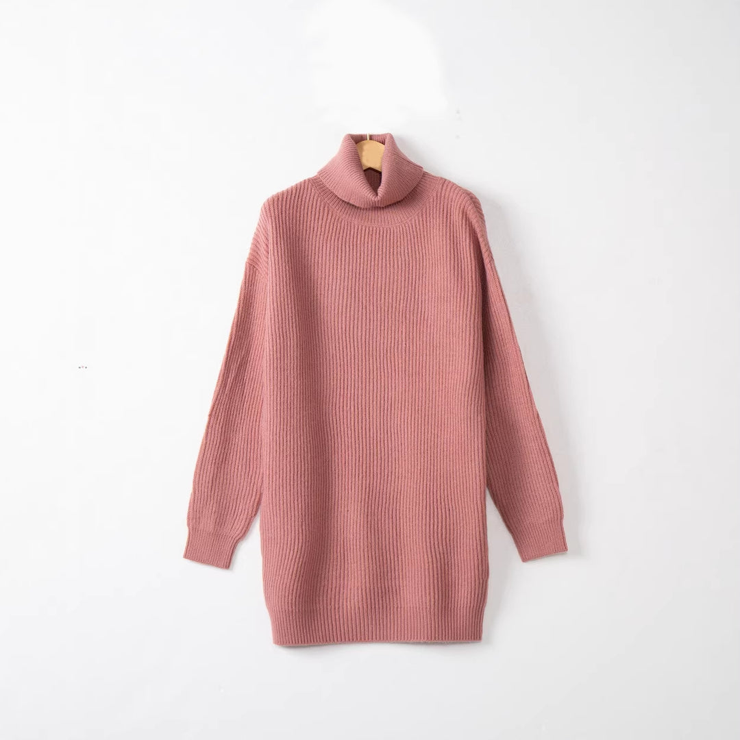 Damen Langer Rippstrick-Rollkragenpullover im Oversize-Schnitt Drune