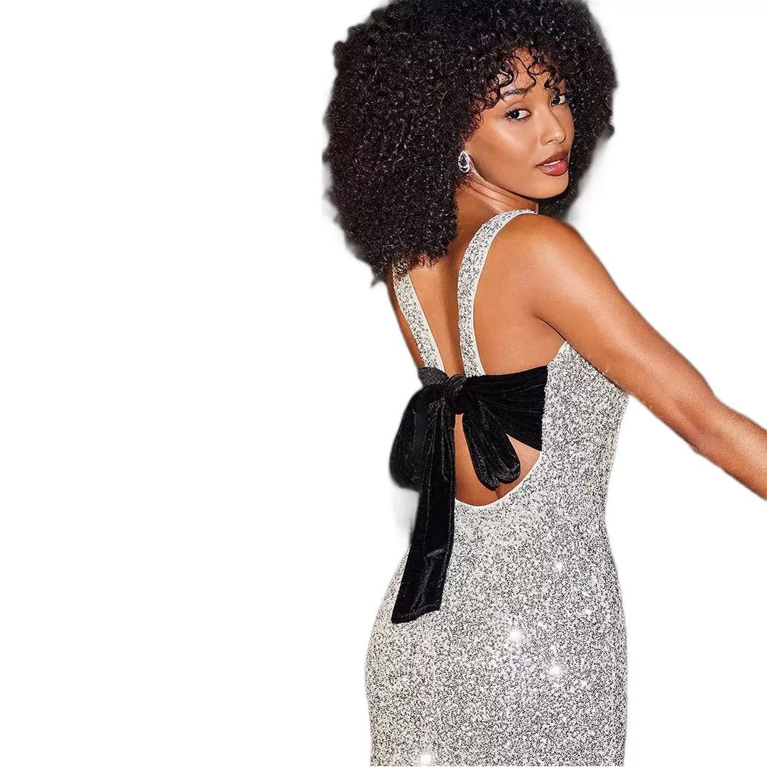 Damen Glitzerndes Minikleid mit figurbetontem Schnitt und schimmernden Akzenten Drune