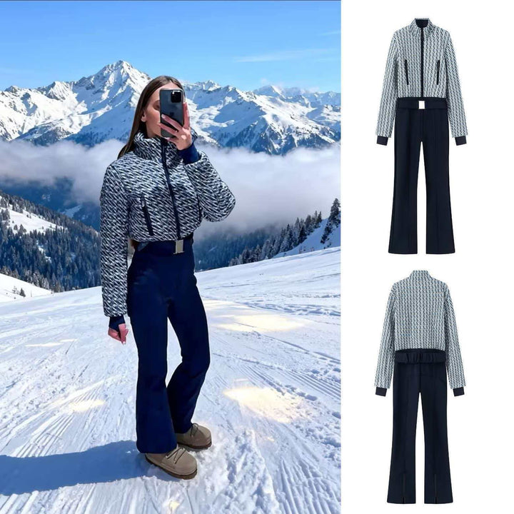 Damen Sportliches Jumpsuit-Set mit modischem Reißverschluss und elastischem Bund Drune