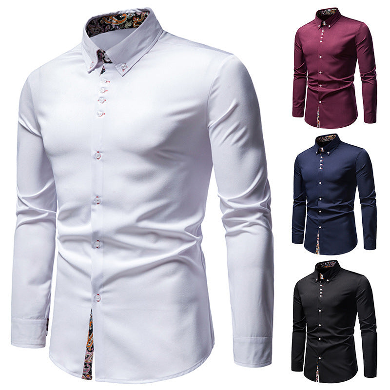 Herren Langarmhemd mit modernem Paisley-Muster und exklusiven Details Drune
