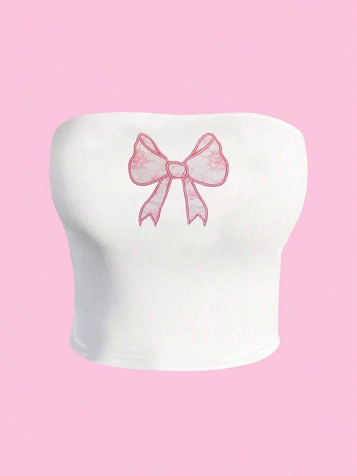 Damen Bandeau-Top mit elegantem Spitzenbandmotiv Drune