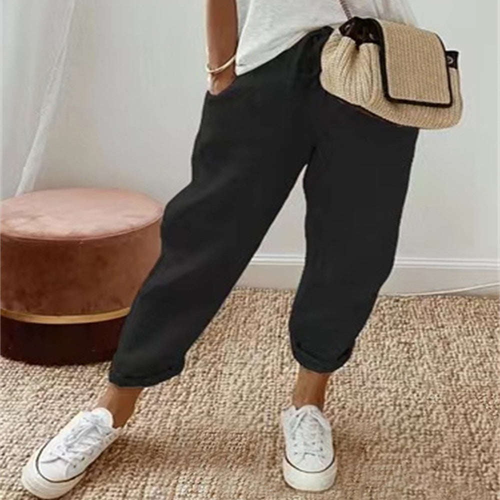Damen Lockere Bedruckte Jogger mit Kordelzug und Rippbund Drune