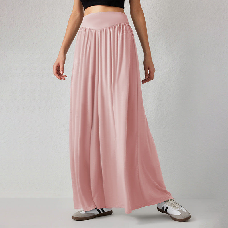 Damen Weit geschnittene Palazzo-Hose mit hohem Bund Drune