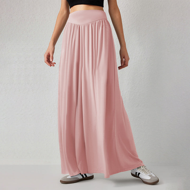 Damen Weit geschnittene Palazzo-Hose mit hohem Bund Drune