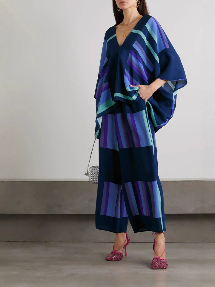 Damen Freizeit Set mit elegantem Schnitt und modernen Streifen Drune