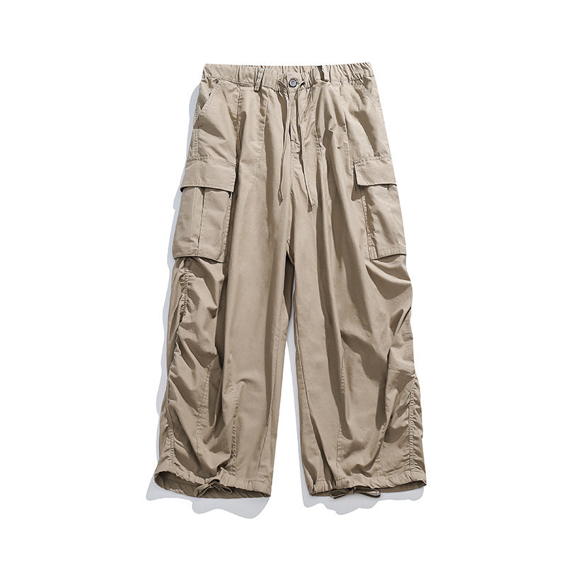 Unisex Weite Cargo-Hose mit Tunnelzugbund, großen Pattentaschen und verstellbarem Saum Drune