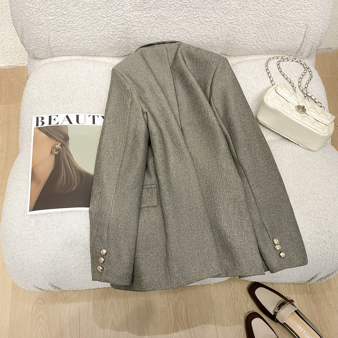 Damen Eleganter Double-Breasted Blazer Drune