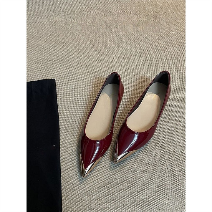 Damen Spitz zulaufende Pumps mit Leo-Veloursoptik und metallischer Kappenspitze Drune