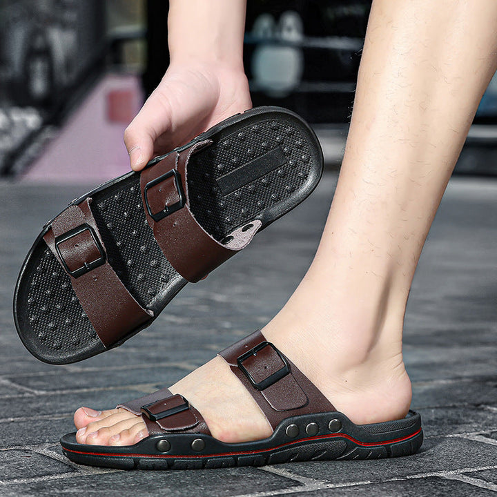 Herren Bequeme Leder-Sandalen mit verstellbaren Riemen Drune