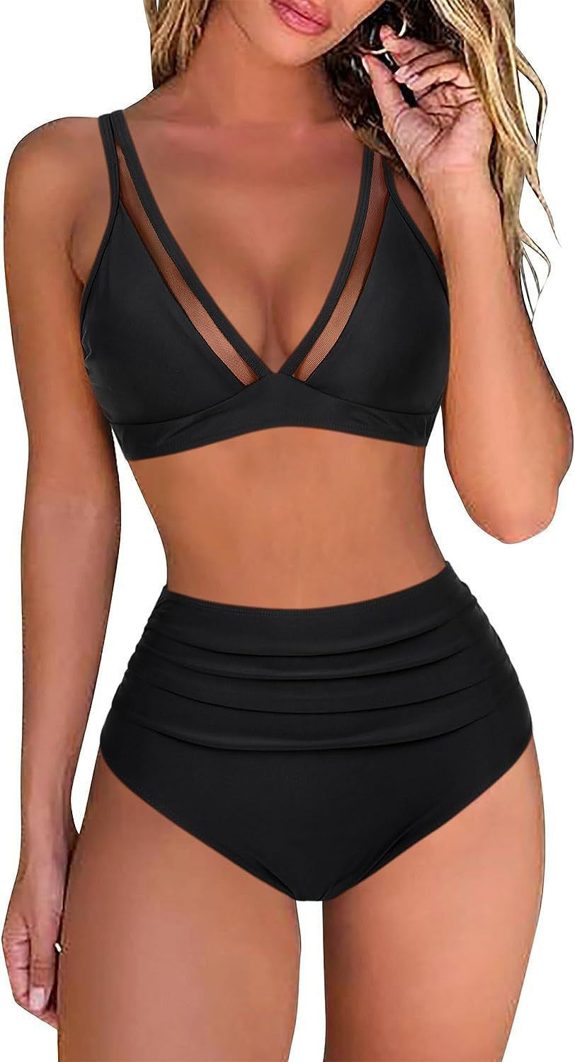 Damen Stylisches Bikiniset mit hohen Bündchen und raffinierten Schnürdetails Drune