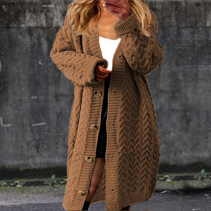 Damen Grobstrickjacke mit strukturiertem Zopfmuster und praktischen Knöpfen Drune