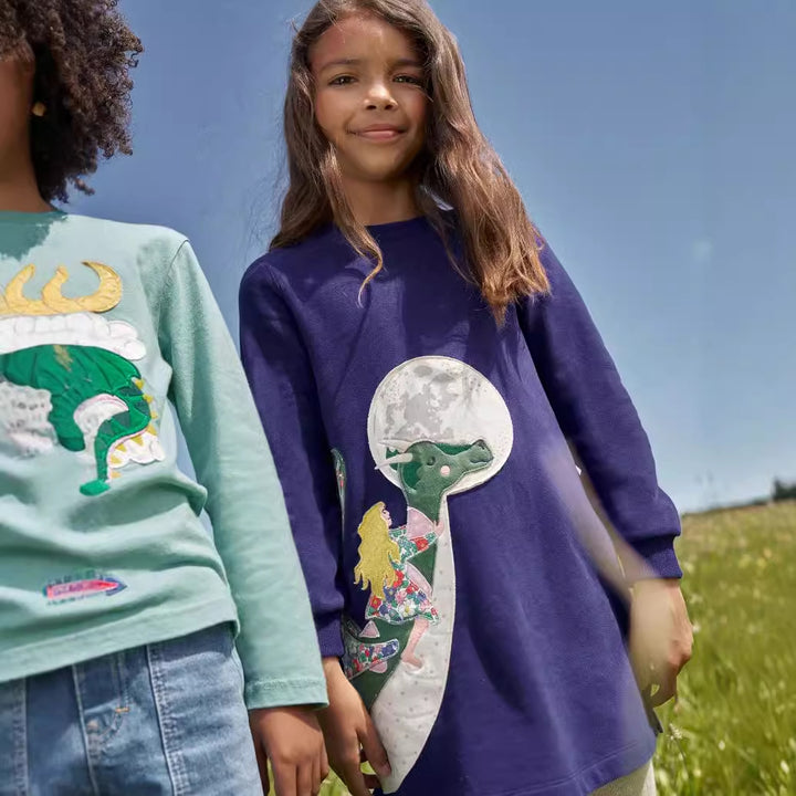 Mädchen Sweatkleid mit zauberhaftem Drachenmotiv Drune
