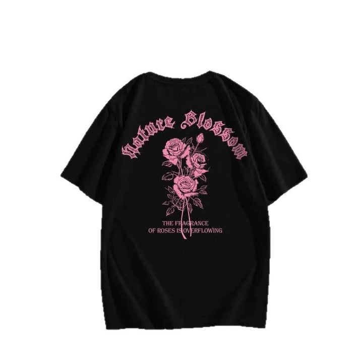 Damen T-Shirt mit floralem Motiv und kreativem Schriftzug Drune