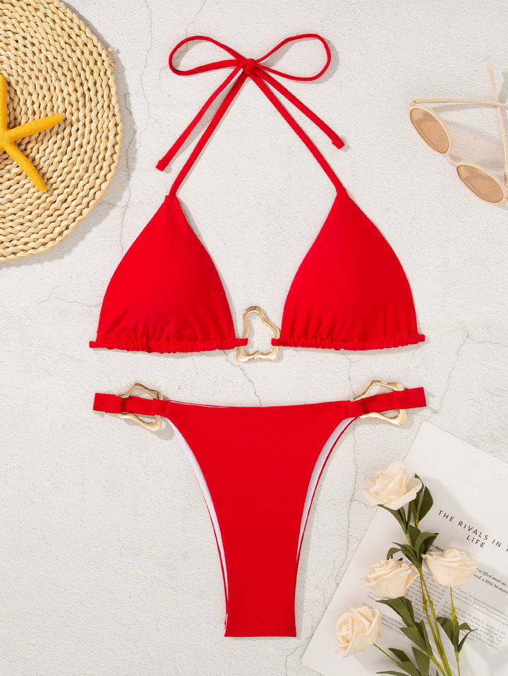 Damen Triangel-Bikini mit verstellbarem Halter und elegantem Schnallen-Detail Drune