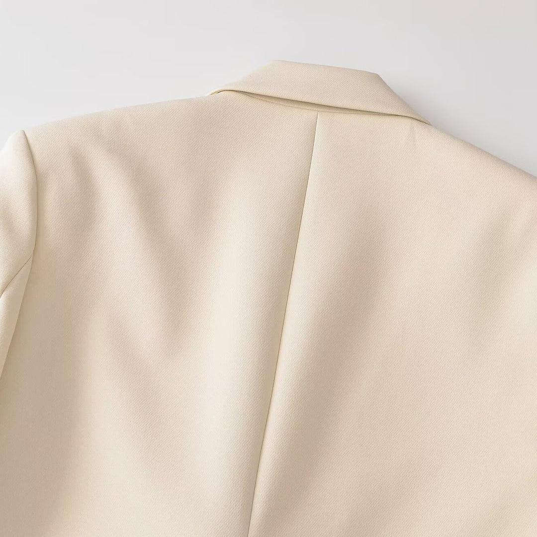 Damen Doppelreihiger Longblazer mit Reverskragen, tailliertem Schnitt und Pattentaschen Drune