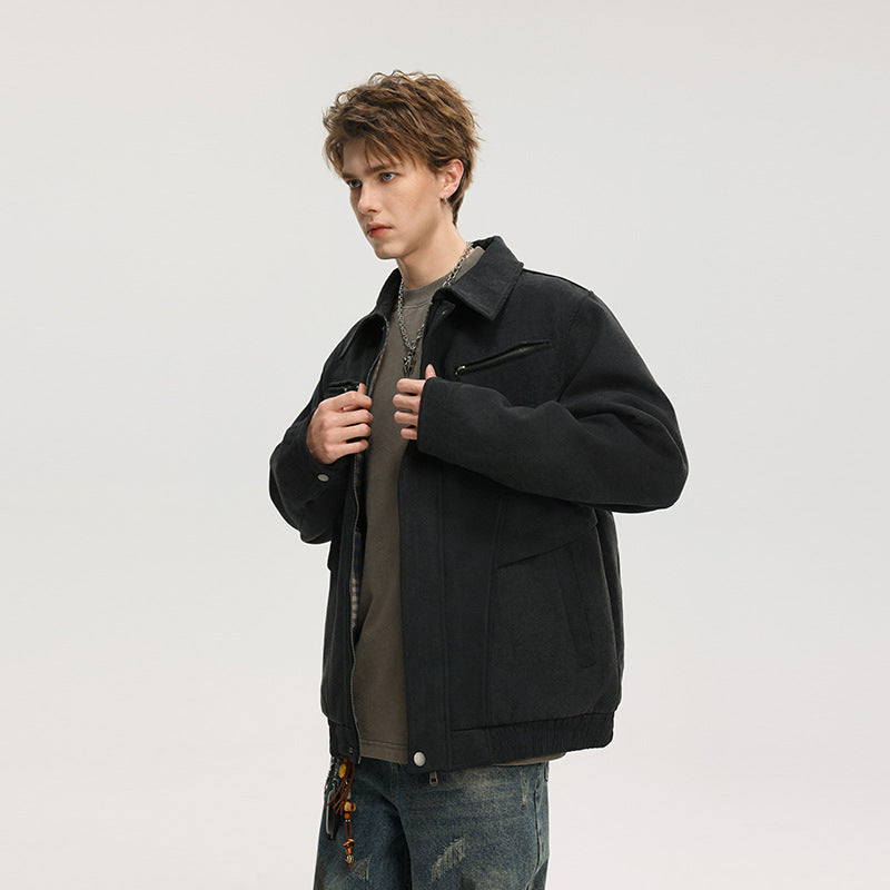 Herren Kurzjacke aus Wollmix mit verdecktem Reißverschluss und Brusttaschen Drune