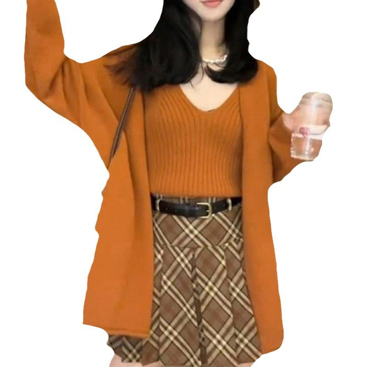 Damen lässiger Strickcardigan mit feiner Struktur und großen Knöpfen Drune