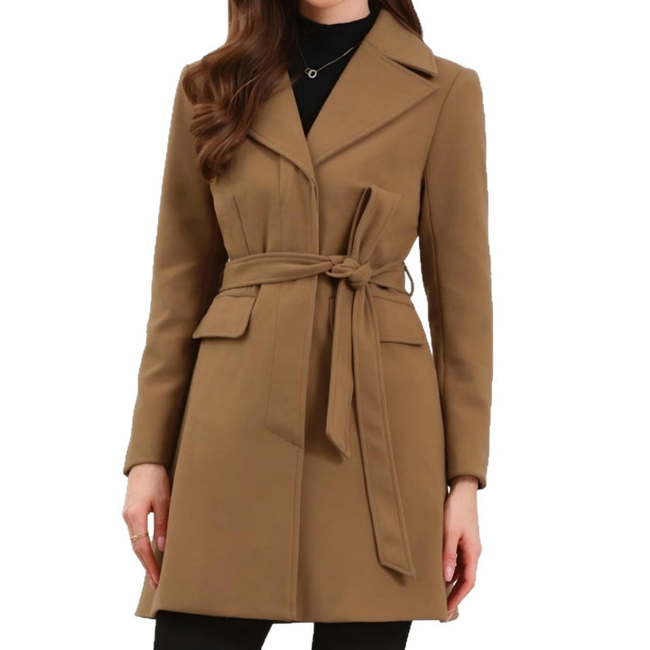 Damen Eleganter Trenchcoat mit Taillengürtel und praktischen Taschen Drune