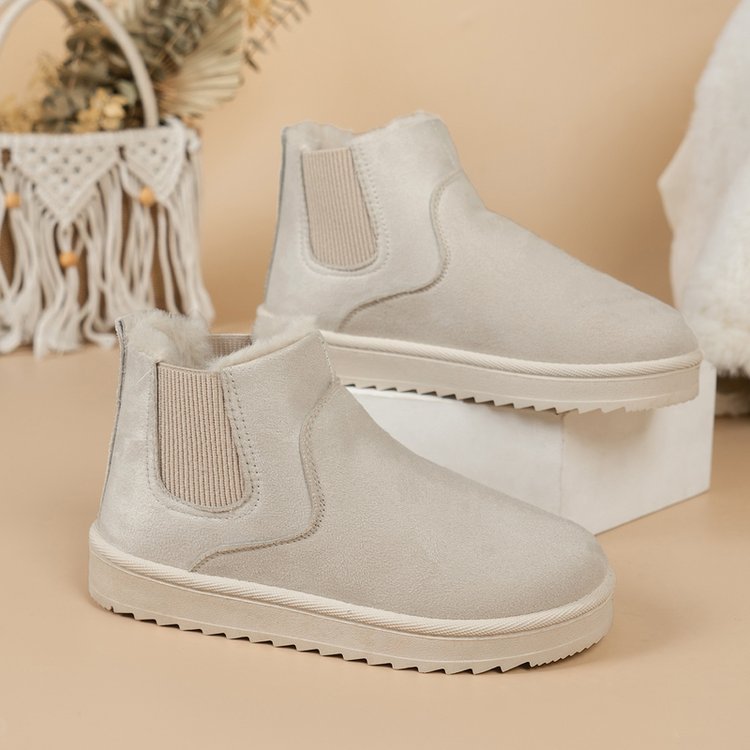 Damen  gefütterte Chelsea-Ankle-Boots mit Teddyfutter, elastischer Seitenblende und rutschfester Leichtsohle Drune