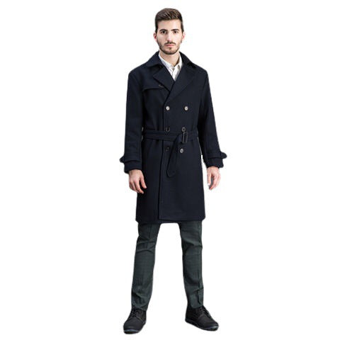 Herren Wollmantel im Trench-Look mit doppelter Knopfleiste und Schalkragen Drune