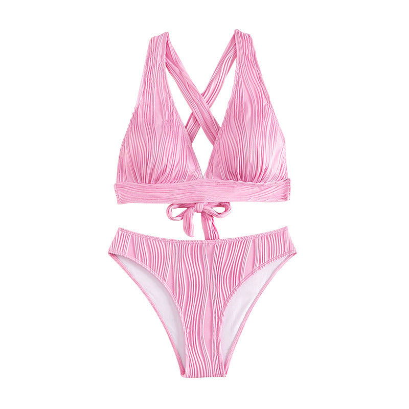 Damen Triangel-Bikini mit hoher Taille und modernem Rüschendesign Drune