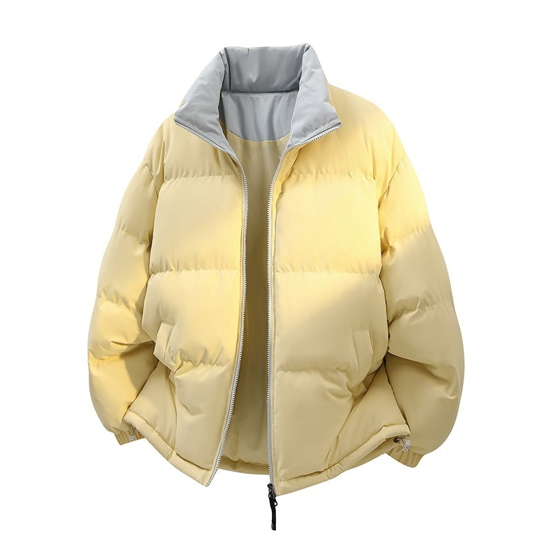 Unisex Oversize-Steppjacke mit hohem Kragen, zweifarbiger Innenfütterung & verstellbarem Saum Drune