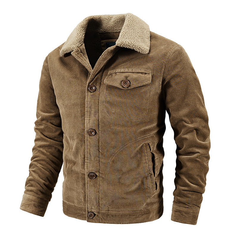 Herren Warme Cordjacke mit Teddyfutter Drune