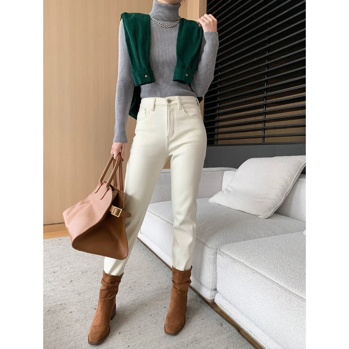 Damen gestreifte Strickjacke mit hohem Kragen und praktischen Taschen Drune