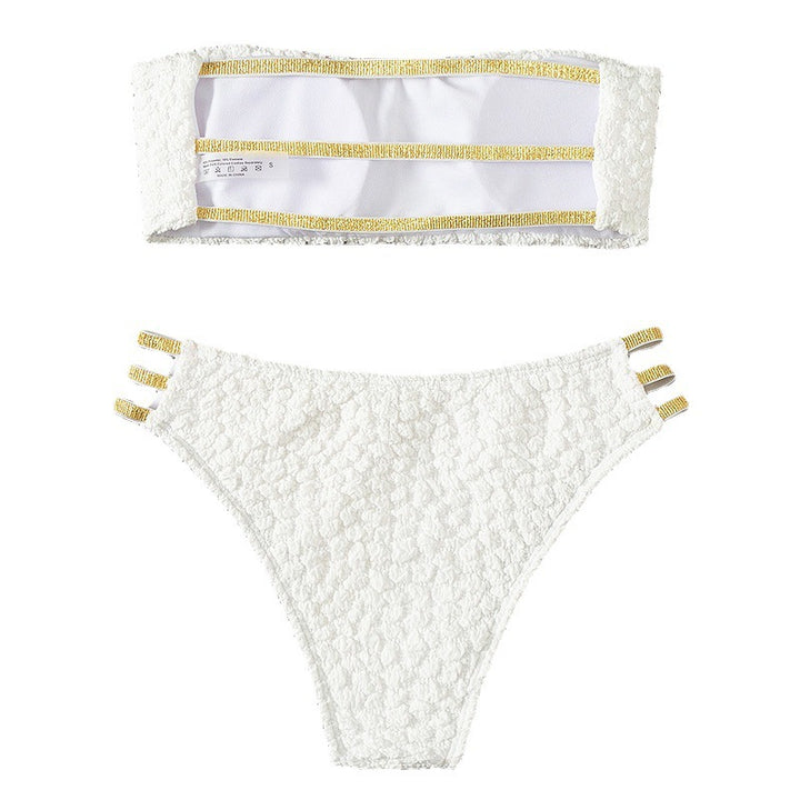 Damen Bandeau-Bikini-Set mit glänzenden Akzenten Drune