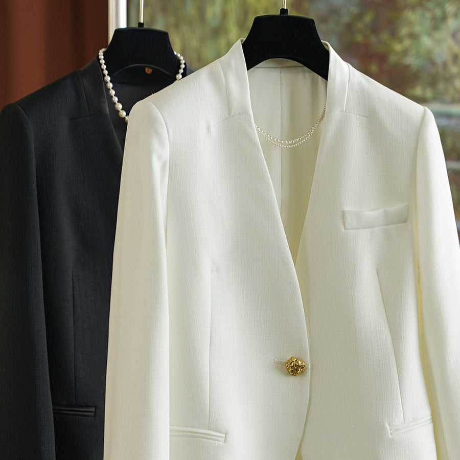 Damen Klassischer Blazer mit glänzendem Knopf Drune