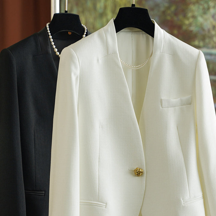 Damen Klassischer Blazer mit glänzendem Knopf Drune