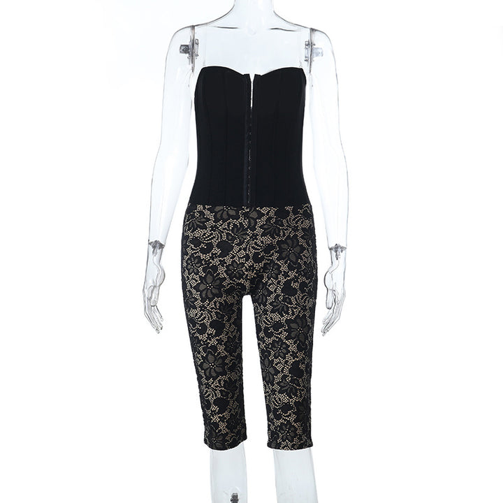Damen Corsagen-Overall mit floralen Spitzendetails Drune