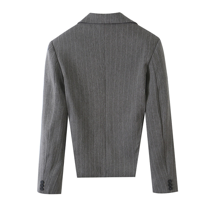 Damen Taillierter Cropped‑Blazer mit Seiteneinsätzen und Nadelstreifen Drune