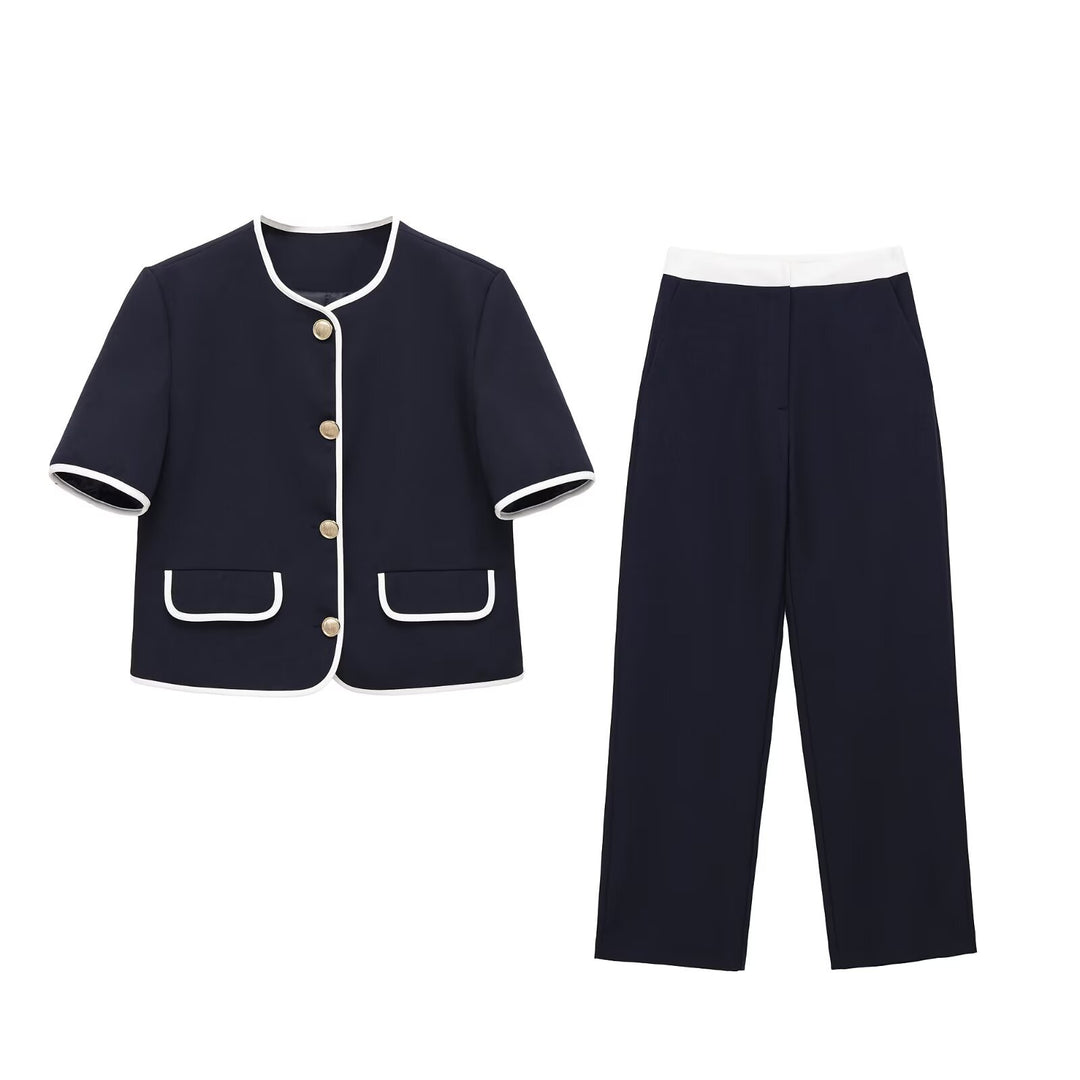 Damen Weit geschnittene Dress-Pants mit elastischem Bund und seitlichen Eingrifftaschen Drune