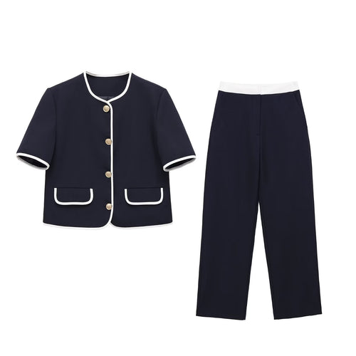 Damen Weit geschnittene Dress-Pants mit elastischem Bund und seitlichen Eingrifftaschen Drune