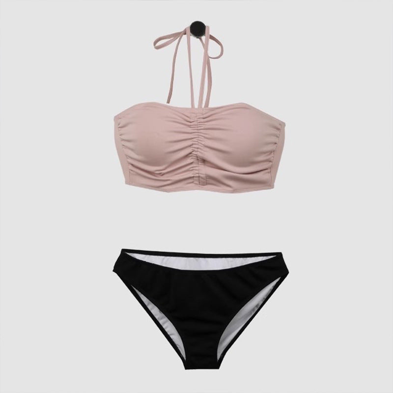 Damen Bikini-Set mit gerafftem Oberteil und hoch geschnittenem Höschen Drune