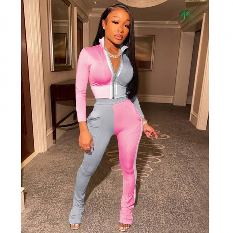 Damen Jumpsuit mit hohem Kragen und eleganten Seitenschlitzen Drune