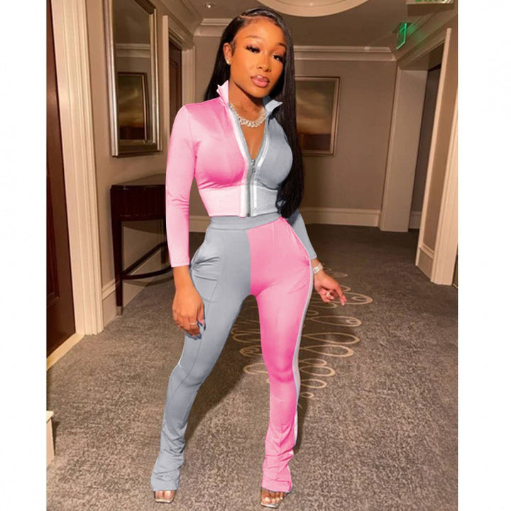 Damen Jumpsuit mit hohem Kragen und eleganten Seitenschlitzen Drune